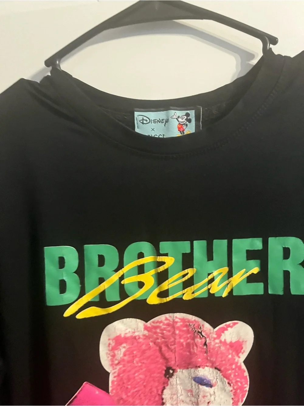 Disney x Gucci Black Graphic Tee with Bear